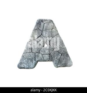 Buchstabe EIN geknackter Grunge Stein Rock Schrift 3D Rendering Stockfoto