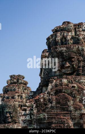 Eingepresste Kopf in Stein Bayon Tempel angkor Stockfoto