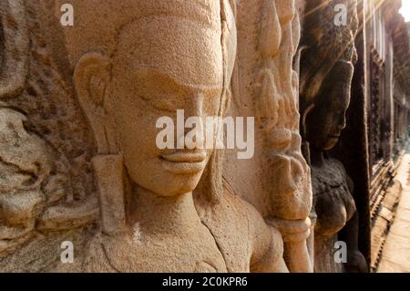 Detail der Stein Encarving Apsara Stockfoto