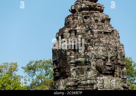 Eingepresste Kopf in Stein Bayon Tempel angkor Stockfoto