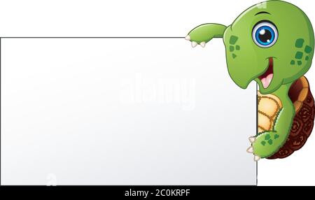 Cartoon Schildkröte mit leerem Banner Stock Vektor