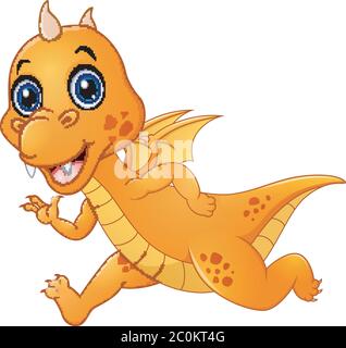 Niedliche Baby Drachen laufen Stock Vektor