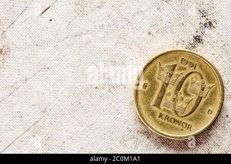 Schwedische Münze - zehn Kronen Stockfoto