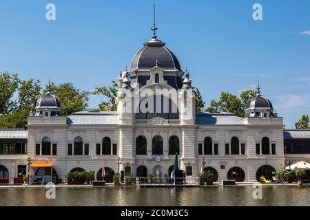 Die neu renovierte Eisbahn (jetzt als See) im Hauptstadtpark in Budapest Stockfoto