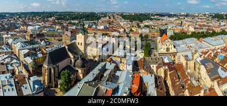 Lviv aus der Vogelperspektive Stockfoto