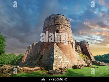 12. Jahrhundert mittelalterliche Norman Ruinen von Goodrich Castle Festungen, Goodrich, Herefordshire, England Stockfoto