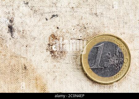 Ein Euro auf alten Leinwand Stockfoto