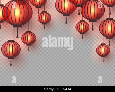 3d chinesische hängende Laternen. Stock Vektor