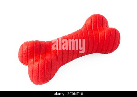 Ein Hund rot Kaugummi Kauknochen auf weiß. Stockfoto