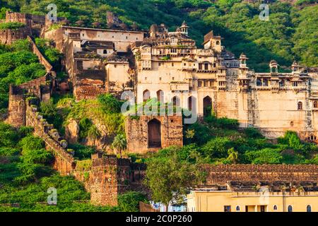 Der Garh Palace ist ein mittelalterlichen Palast in Bundi in Rajasthan, einem Bundesstaat in Indien Stockfoto