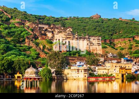 Der Garh Palace ist ein mittelalterlichen Palast in Bundi in Rajasthan, einem Bundesstaat in Indien Stockfoto