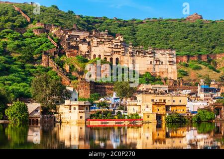 Der Garh Palace ist ein mittelalterlichen Palast in Bundi in Rajasthan, einem Bundesstaat in Indien Stockfoto