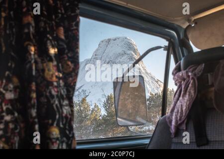 Blick von meinem Wohnmobil Fenster. Stockfoto