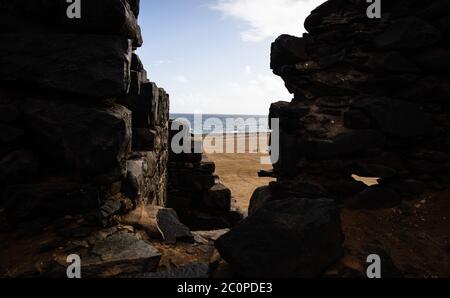 Buschiribana Gold Mill Ruinen auf Aruba Stockfoto