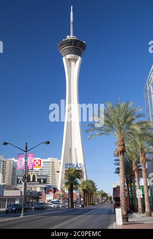 Las Vegas, Nevada - 30. August 2019: Stratosphere Tower in Las Vegas, Nevada, USA. Stockfoto