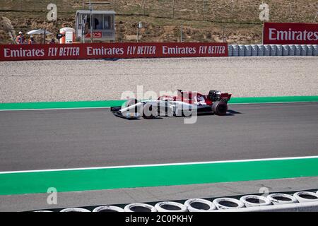 MONTMELLO, SPANIEN-10. MAI 2019: Alfa Romeo Racing C38 Formel-1-Rennwagen (Fahrer: Kimi Räikkönen) Stockfoto