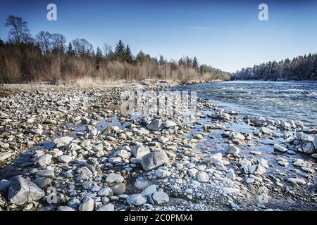 Fluss isar Herbst Stockfoto