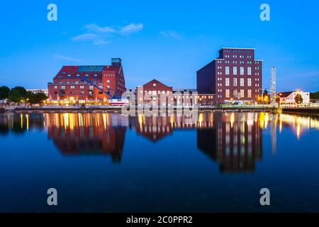 Innenhafen oder Inner Harbor District in der Stadt Duisburg, Deutschland Stockfoto