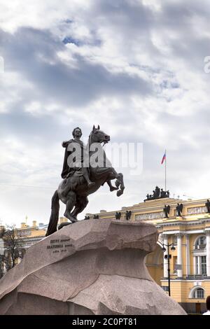 Petersburg. Denkmal für Zar Peter 1, Bronze Hors Stockfoto