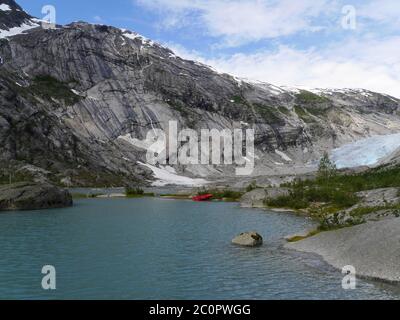 see am Gletscherarm Nigardsbreen Stockfoto