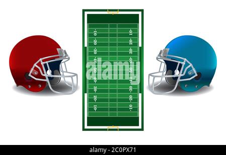 American Football Helme und Field Illustration Stockfoto