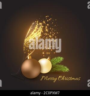 Goldene Weihnachtsdekoration Stock Vektor