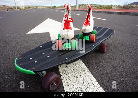 Alte Vintage weiße Skate Boot Stockfoto