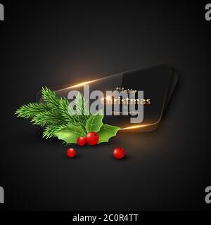 Weihnachtsbanner mit transparentem Glas. Stock Vektor