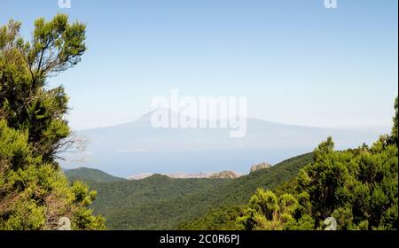 Der Teide im Garajonay Nationalpark in La Gomera, Kanarische Inseln, Spanien Stockfoto