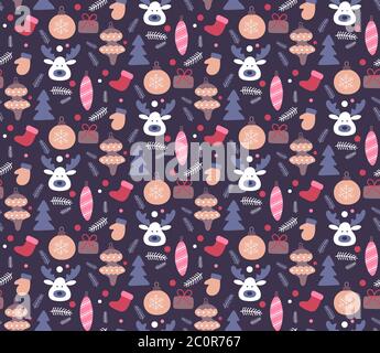 Weihnachten Hand gezeichnet nahtlose Muster. Stock Vektor