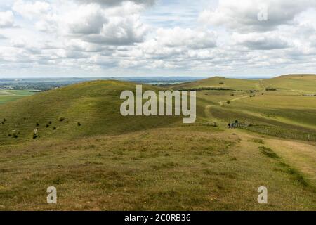 Knap Hill und Walkers Hill auf den Pewsey Downs, Wiltshire, England, Großbritannien Stockfoto