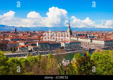 Turin Stadt Antenne Panoramaaussicht, Region Piemont in Italien Stockfoto