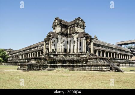 Blick auf den alten Khmer Tempel von Angkor Wat, Siem Reap, Kambodscha. Stockfoto
