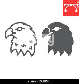Eagle Linie und Glyphe Symbol, Tier und Falke, Wildvogel Zeichen Vektorgrafik, editierbare Strich lineare Symbol, eps 10. Stock Vektor