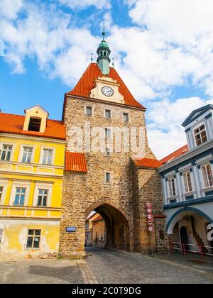 Gotisches Untertor in Domazlice, Tschechische Republik Stockfoto