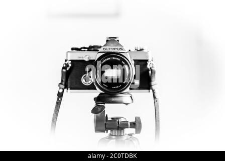 Olympus OM2n SLR 35-mm-Filmkamera Stockfoto