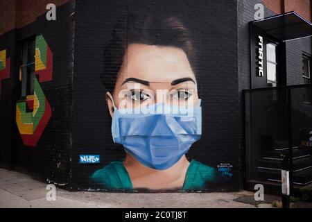 Graffiti-Kunstwerke von Graffiti Life on a Wall in Shoreditch, East London während der Covid-19 Pandemie 2020. Stockfoto