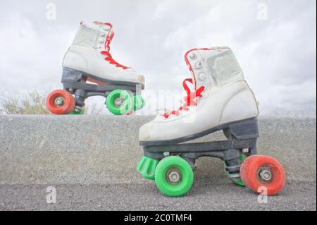 Alte Vintage weiße Skate Boot Stockfoto