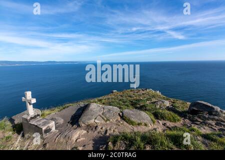 Kreuz in Kap Finisterre, Fisterra, EINER Provinz Coruña, Galizien, Spanien Stockfoto