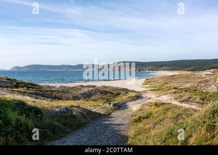 Wilde und einsame Playa de Rostro, Costa da morte , Finisterre, Provinz A Coruña, Galicien, Spanien Stockfoto