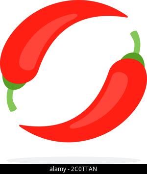 Zwei rote Chilischoten Vektor flach isoliert Stock Vektor