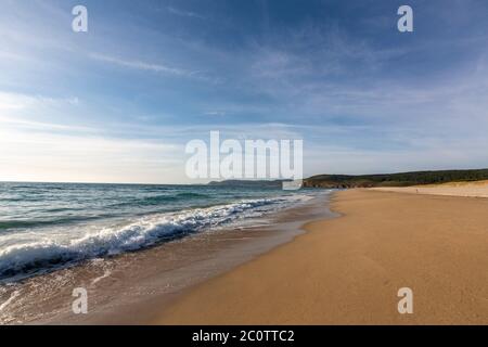 Wilde und einsame Playa de Rostro, Costa da morte , Finisterre, Provinz A Coruña, Galicien, Spanien Stockfoto