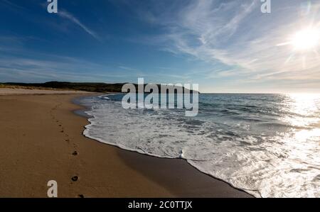 Wilde und einsame Playa de Rostro, Costa da morte , Finisterre, Provinz A Coruña, Galicien, Spanien Stockfoto