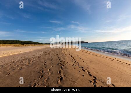 Wilde und einsame Playa de Rostro, Costa da morte , Finisterre, Provinz A Coruña, Galicien, Spanien Stockfoto