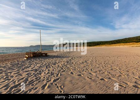 Wilde und einsame Playa de Rostro, Costa da morte , Finisterre, Provinz A Coruña, Galicien, Spanien Stockfoto