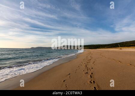 Wilde und einsame Playa de Rostro, Costa da morte , Finisterre, Provinz A Coruña, Galicien, Spanien Stockfoto