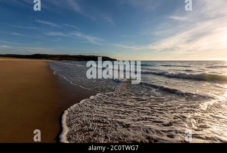 Wilde und einsame Playa de Rostro, Costa da morte , Finisterre, Provinz A Coruña, Galicien, Spanien Stockfoto