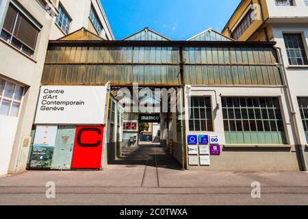 GENF, SCHWEIZ - 20. JULI 2019: DAS MAMCO oder Museum für Moderne und Zeitgenössische Kunst befindet sich in Genf in der Schweiz Stockfoto