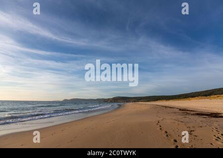 Wilde und einsame Playa de Rostro, Costa da morte , Finisterre, Provinz A Coruña, Galicien, Spanien Stockfoto