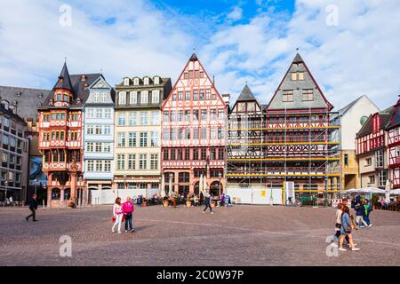 FRANKFURT AM MAIN, DEUTSCHLAND - 23. JUNI 2018: Romer ist ein mittelalterliches Gebäude in der Frankfurter Altstadt Stockfoto